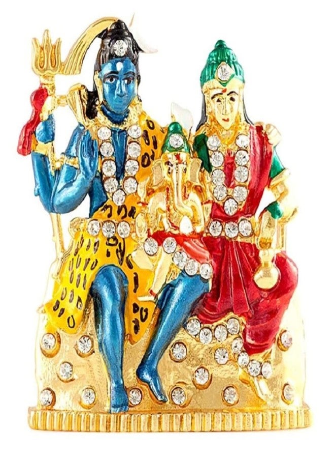 GCT Lord Shiv Parivar Idol Shiva Parvati Ganesha Family Statue Shankar Murti (B-108) Color Metal Statue for Home Décor Car Dashboard Mandir Pooja Murti Temple Puja Office Table Showpiece - Image 1